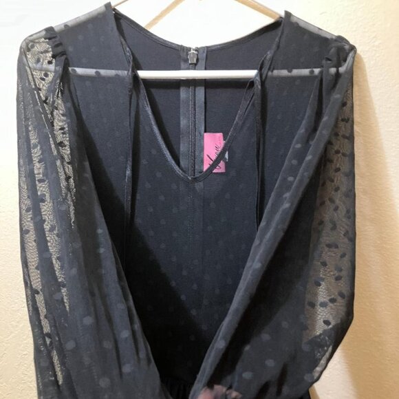 Vixen By Micheline Pitt Frenchie Wiggle Swing Polka Dot Dress Size Medium - Picture 3 of 6